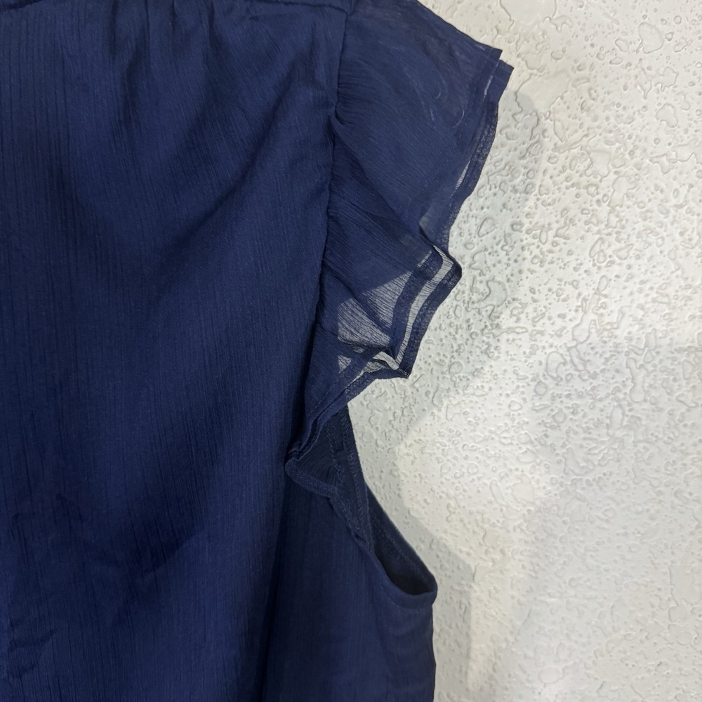 Draper James Womens Alana Mini Dress M Blue Mini Lined Pullover Ruffles - Picture 9 of 15